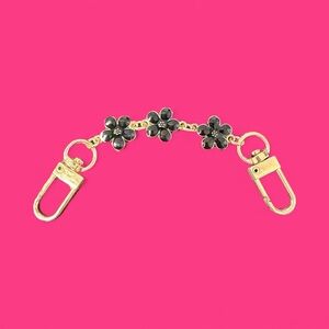 Strap Extender Black & Gold Flowers (A734)